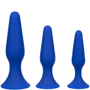Calexotics-Kit 3 Plug anale Blu-Silicone, Ventosa · Giocattoli anali