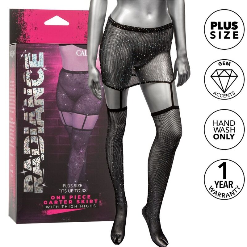 Calexotics-Radiance Garter Skirt Thigh Highs Plus Size