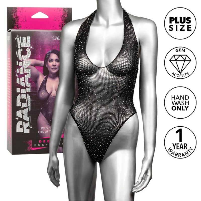 Calexotics-Radiance Plus Size Body Decoupage Profondo con Strass · Lingerie sexy donna