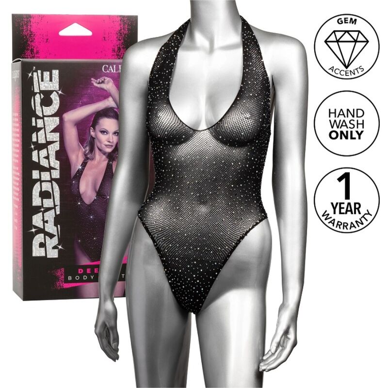 Calexotics-Radiance Bodysuit Deep V in Mesh con Strass · Lingerie sexy donna