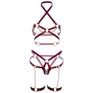 Leg Avenue-Imbracatura Reggiseno con Anello Cuore e Giardino, Pelle · Lingerie sexy donna (imaginea 5)