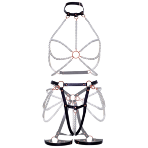 Leg Avenue-Harnas Halter con Perle, Pelle Ecologica · Lingerie sexy donna (imaginea 7)