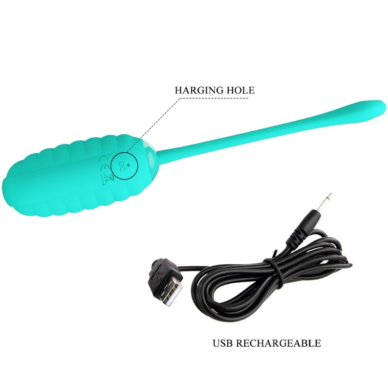 Fun Toys-Kirk Uovo Vibrante Ricaricabile Aqua Green-Silicone, 12 — PRETTY LOVE · Vibratori (immagine 8)