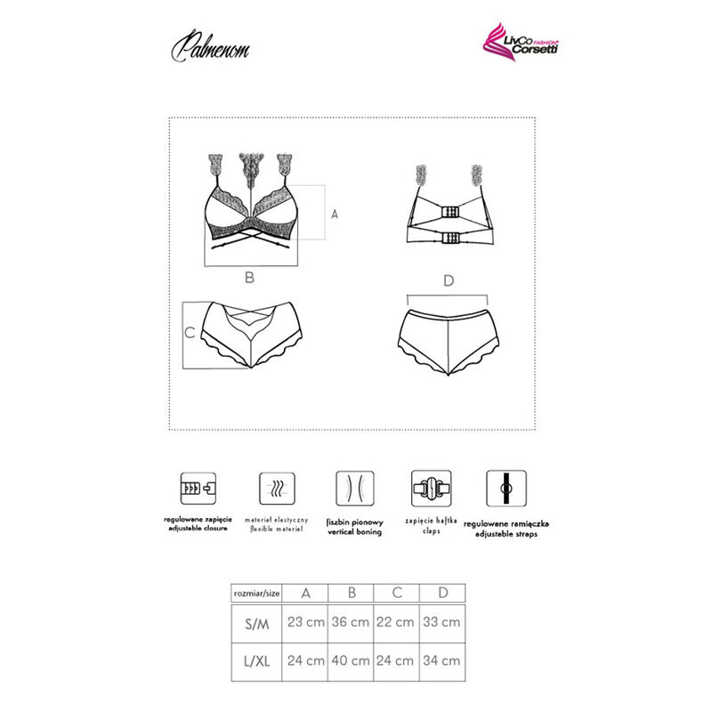 Livco Corsetti Fashion-Palmenom LC-90614 Reggiseno + Mutandine · Lingerie sexy donna (imaginea 2)