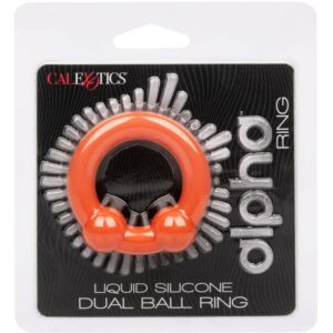 Calexotics-Alpha Dual Ball Ring arancio-silicone, impermeabile · Anelli & Guaine per pene (immagine 4)
