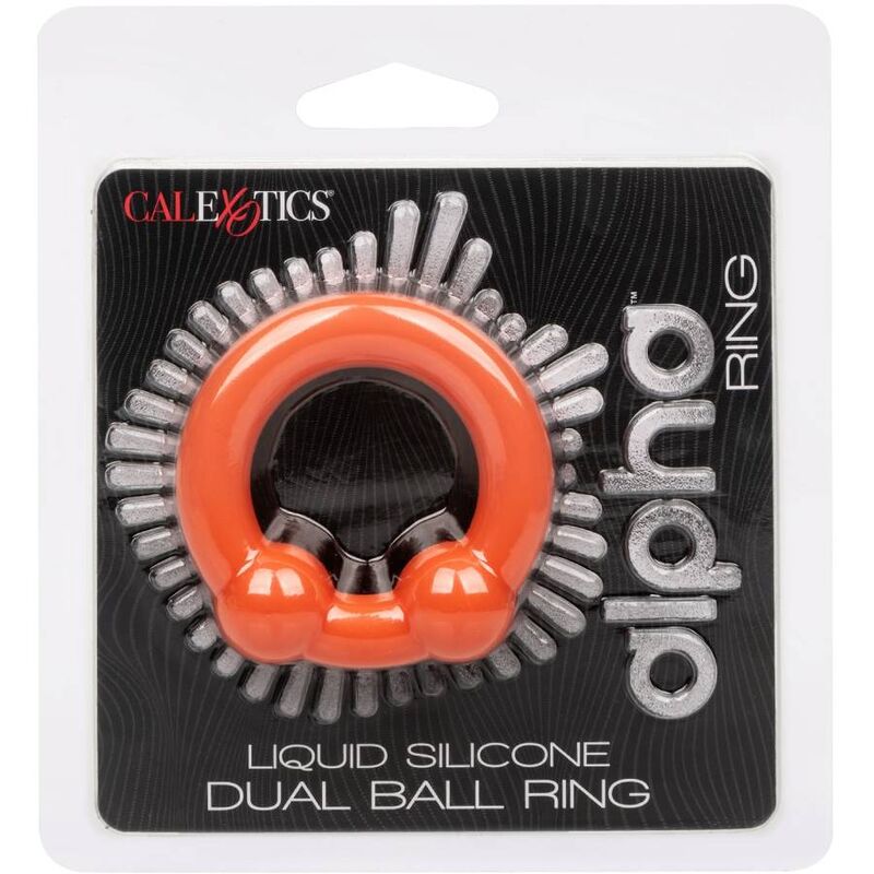 Calexotics-Alpha Dual Ball Ring arancio-silicone, impermeabile · Anelli & Guaine per pene (immagine 4)