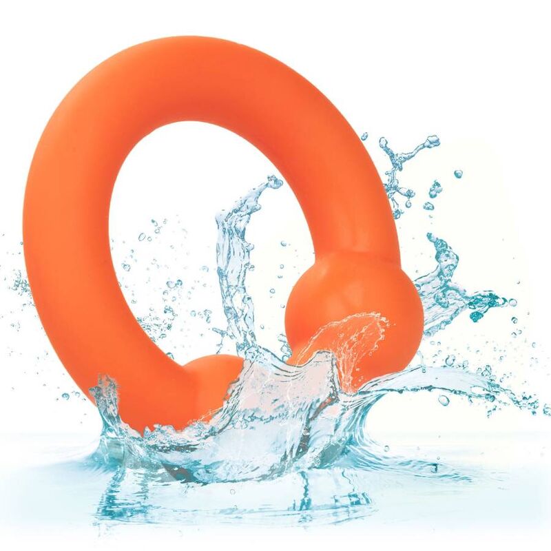 Calexotics-Alpha Dual Ball Ring arancio-silicone, impermeabile · Anelli & Guaine per pene (immagine 3)