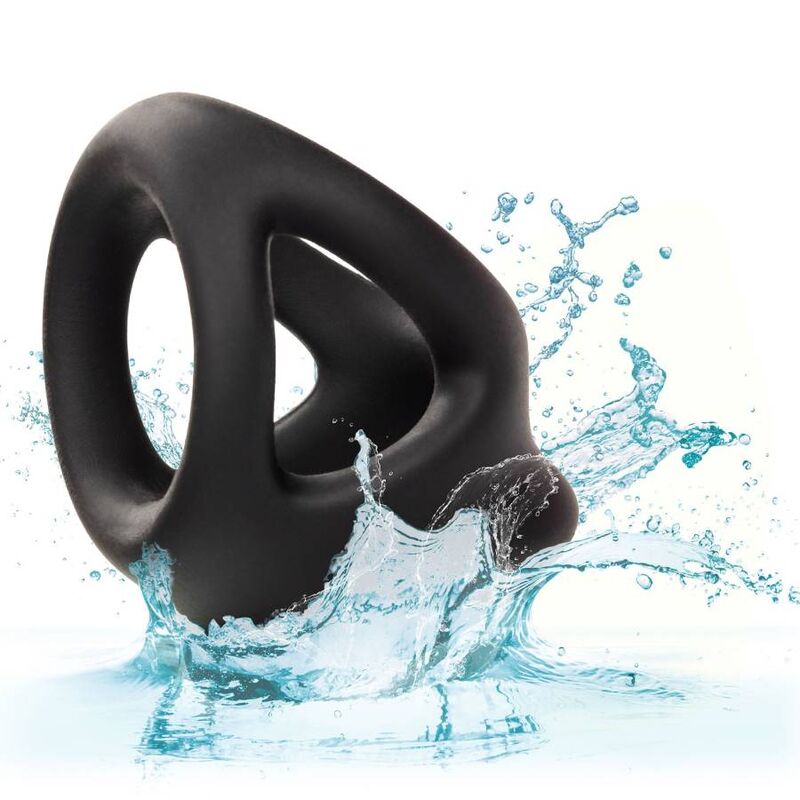 Calexotics-Anello doppio con gabbia Nero-Silicone, impermeabile · Anelli & Guaine per pene (immagine 4)