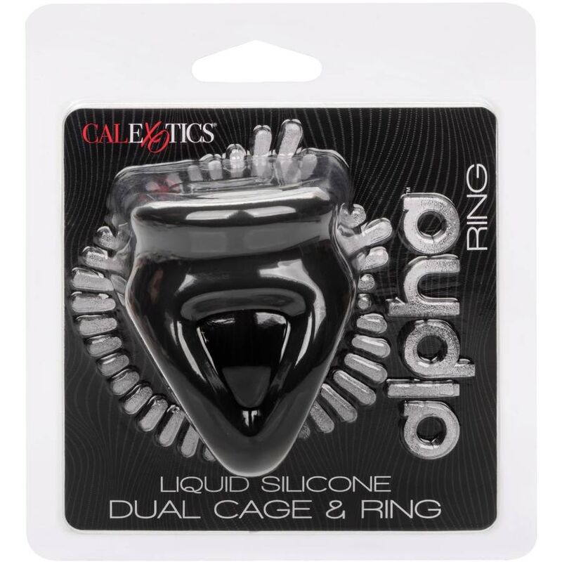 Calexotics-Anello doppio con gabbia Nero-Silicone, impermeabile · Anelli & Guaine per pene (immagine 10)