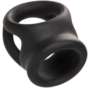 Calexotics-Anello doppio con gabbia Nero-Silicone, impermeabile · Anelli & Guaine per pene (immagine 3)