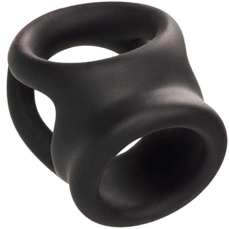 Calexotics-Anello doppio con gabbia Nero-Silicone, impermeabile · Anelli & Guaine per pene (immagine 3)