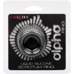 Calexotics-Alpha Scrotum Stretching Ring Nero-Silicone, impermeabile · Anelli & Guaine per pene (immagine 6)