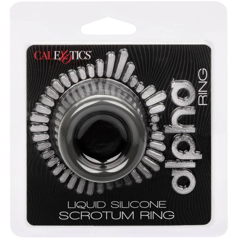 Calexotics-Alpha Scrotum Stretching Ring Nero-Silicone, impermeabile · Anelli & Guaine per pene (immagine 6)