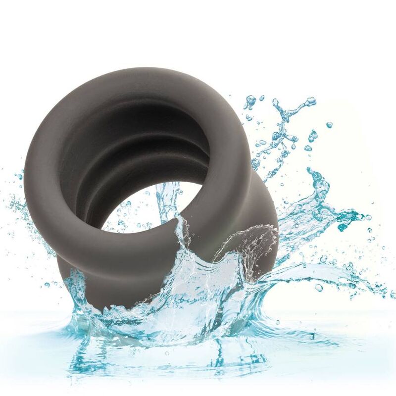 Calexotics-Alpha Scrotum Stretching Ring Nero-Silicone, impermeabile · Anelli & Guaine per pene (immagine 2)