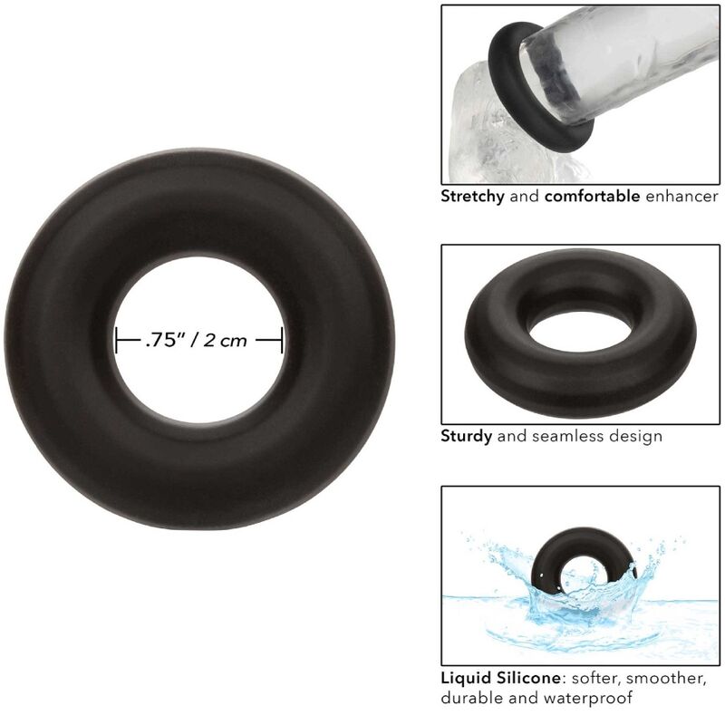 Calexotics-Alpha Prolong Anello Medio Nero-Silicone, Impermeabile · Anelli & Guaine per pene (immagine 2)