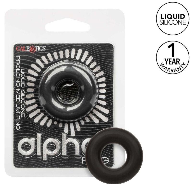 Calexotics-Alpha Prolong Anello Medio Nero-Silicone, Impermeabile · Anelli & Guaine per pene (immagine 7)
