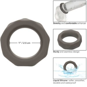Calexotics-Anello Prismatico Alpha Prolong Grigio-Silicone, impermeabile · Anelli & Guaine per pene (immagine 3)