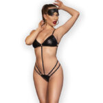 Chilirose Bodies-CR-4700 Set Bodysuit Nero, S/M-Pelle Ecologica · Lingerie sexy donna