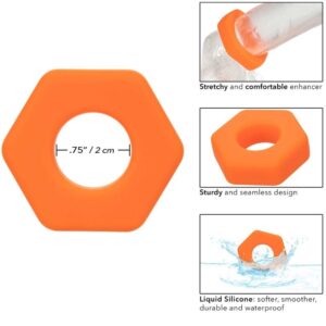 Calexotics-Alpha Prolong Anello Sexagon Arancione-Silicone · Anelli & Guaine per pene (imaginea 7)