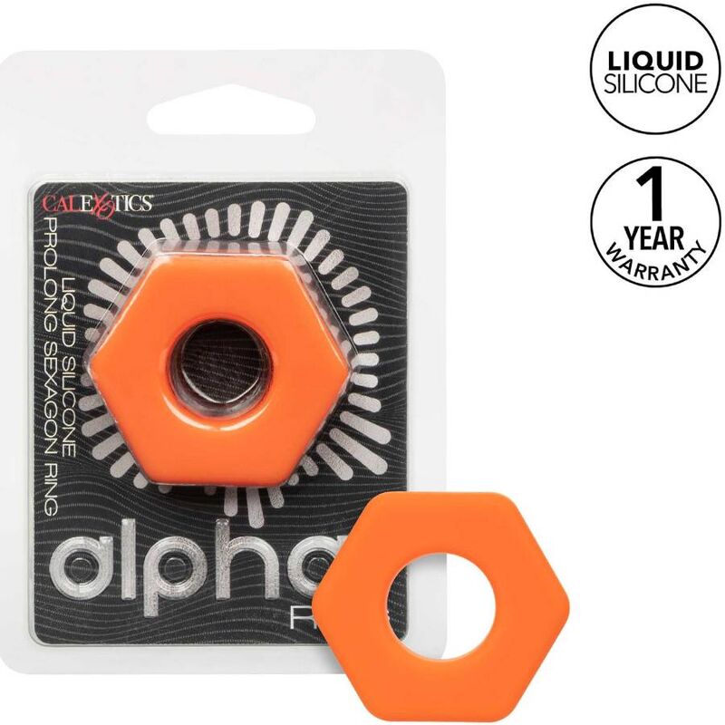 Calexotics-Alpha Prolong Anello Sexagon Arancione-Silicone · Anelli & Guaine per pene (imaginea 8)