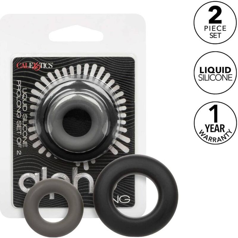 Calexotics-Alpha Prolong Set di 2 Anelli Grigio-Silicone, Impermeabile · Anelli & Guaine per pene (immagine 9)