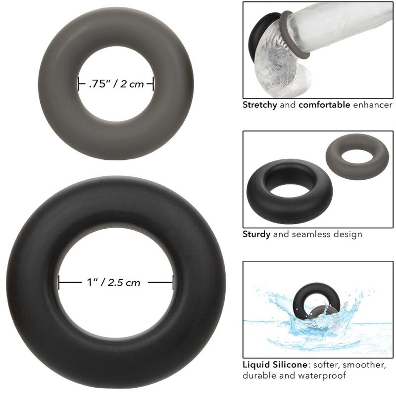 Calexotics-Alpha Prolong Set di 2 Anelli Grigio-Silicone, Impermeabile · Anelli & Guaine per pene (immagine 2)