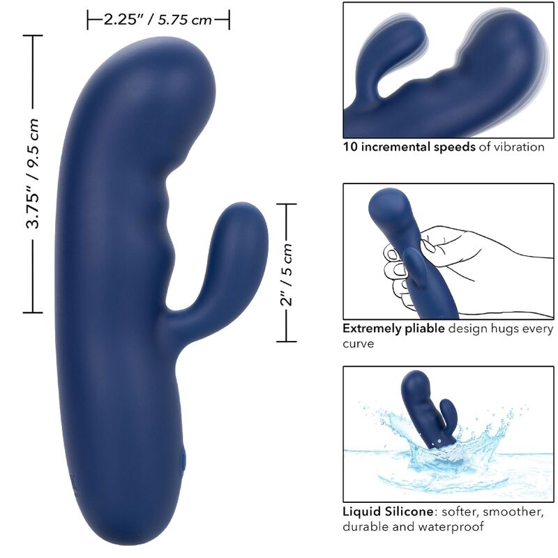 Calexotics-Cashmere Seta Duo Blu-Silicone, 10 velocità · Vibratori (immagine 9)