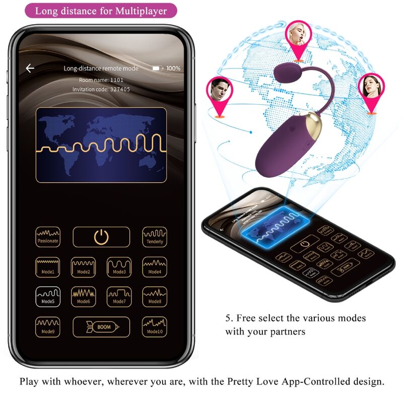 App Series-Abner App Viola-Silicone, Ricaricabile, USB, Silenzioso 4 App Series-Abner App Viola-Silicone, Ricaricabile, USB, Silenzioso — PRETTY LOVE · Giocattoli per coppie (imaginea 4)