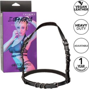 Calexotics-Euphoria Imbracatura Halter con Fibbia, Nero-Pelle Ecologica · Accessori BDSM (imaginea 5)