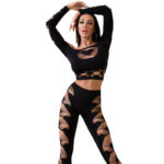 Chilirose Sets-CR-4436 Top & Leggins Nero S/L · Lingerie sexy donna