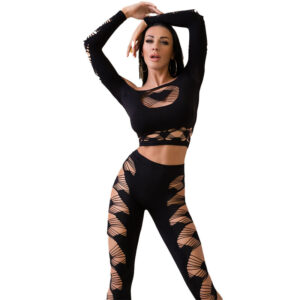 Chilirose Sets-CR-4436 Top & Leggins Nero S/L · Lingerie sexy donna