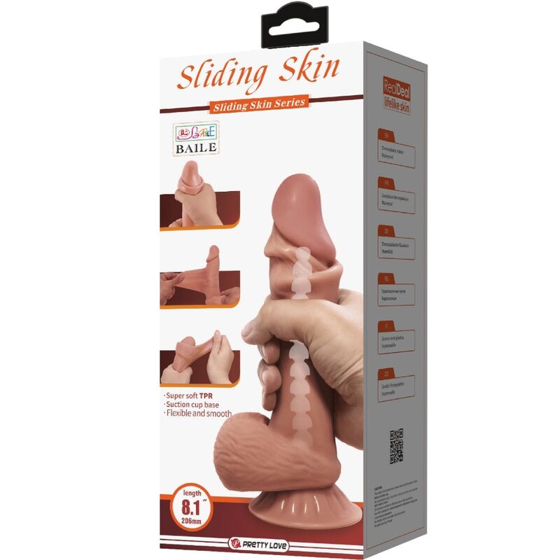 Dildos-Sliding Skin Series Dildo Realistico con Pelle Mobile Marrone — PRETTY LOVE · Dildo & Stimolatori (imaginea 7)