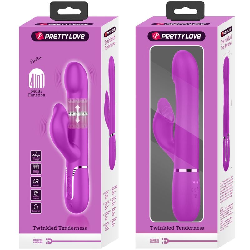 High Tech-Rabbit Vibratore Perle Viola-Silicio, 7 velocità, USB — PRETTY LOVE · Vibratori (immagine 10)