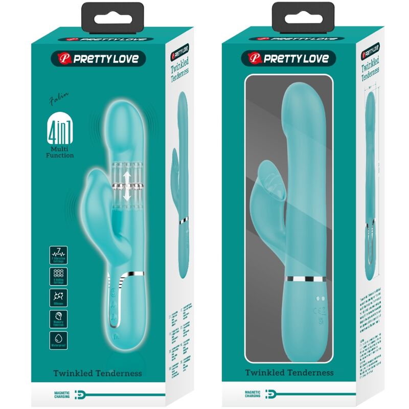 High Tech-Rabbit Vibrator Pearls Aqua Green-Silicone, 7 velocità, USB — PRETTY LOVE · Vibratori (imaginea 10)
