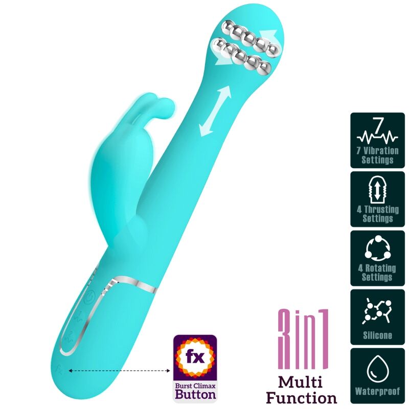 High Tech-Dejon Rabbit Vibrator 3 in 1 Multifunzione Aqua 5 High Tech-Dejon Rabbit Vibrator 3 in 1 Multifunzione Aqua — PRETTY LOVE · Vibratori (imaginea 5)