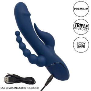 Calexotics-Vibratore Triplo Orgasmo Blu-Silicone, 10 velocità · Vibratori (immagine 8)