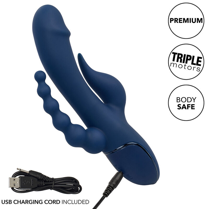 Calexotics-Vibratore Triplo Orgasmo Blu-Silicone, 10 velocità · Vibratori (immagine 8)