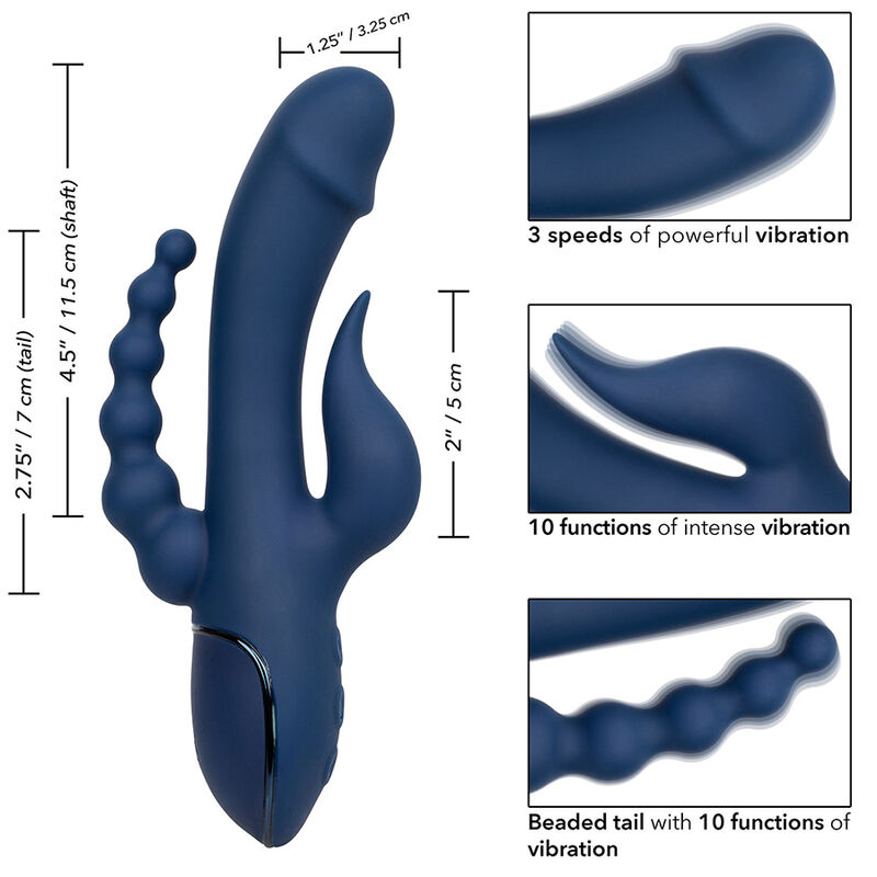 Calexotics-Vibratore Triplo Orgasmo Blu-Silicone, 10 velocità · Vibratori (immagine 2)
