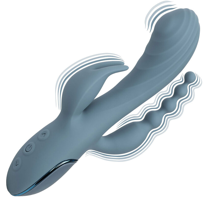 Calexotics-Vibratore Tripla Ecstasy Grigio-Silicone, 3 velocità · Vibratori (immagine 8)