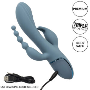 Calexotics-Vibratore Tripla Ecstasy Grigio-Silicone, 3 velocità · Vibratori (immagine 4)
