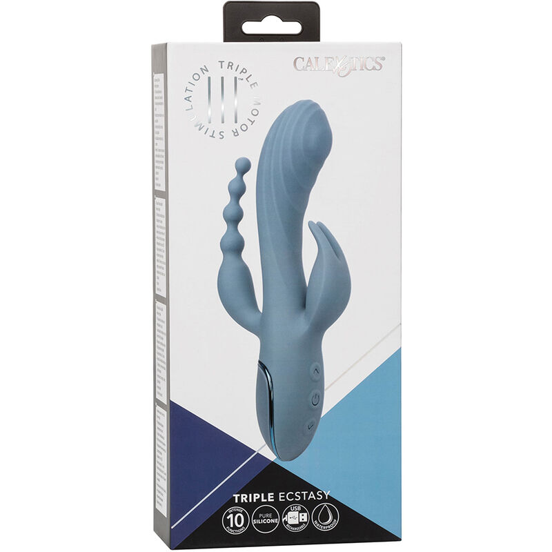Calexotics-Vibratore Tripla Ecstasy Grigio-Silicone, 3 velocità · Vibratori (immagine 2)