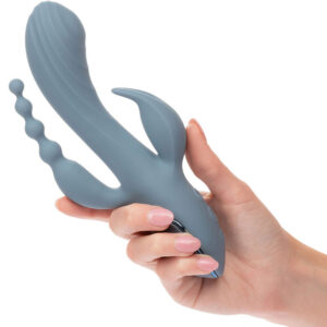 Calexotics-Vibratore Tripla Ecstasy Grigio-Silicone, 3 velocità · Vibratori