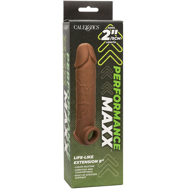 Calexotics-Prestazioni Maxx Extension Life-like 8 Marrone-Silicone · Anelli & Guaine per pene (imaginea 7)