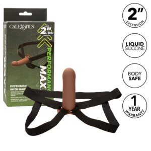 Calexotics-Performance Maxx Extension Pene con Imbracatura Marrone · Anelli & Guaine per pene (immagine 10)