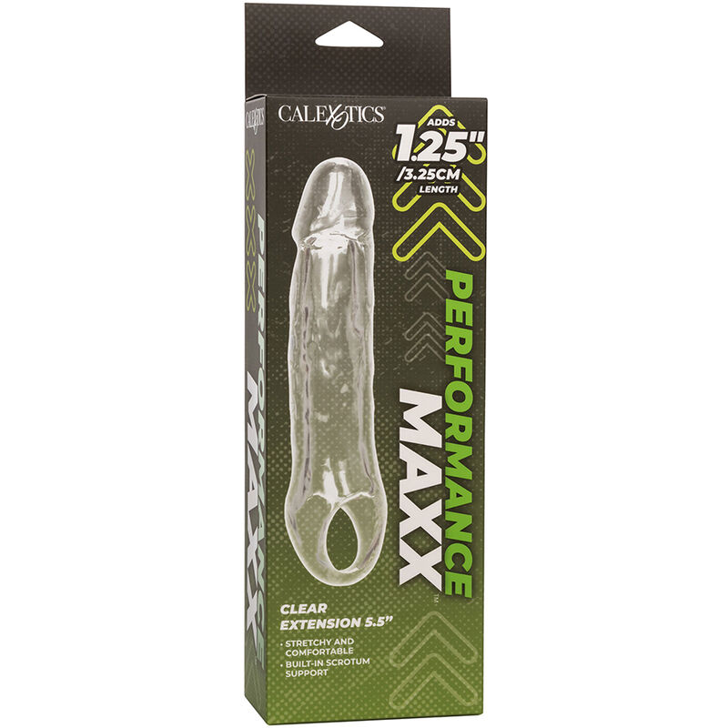 Calexotics-Prestazioni Maxx Clear Extension 5,5 Trasparente 7 Calexotics-Prestazioni Maxx Clear Extension 5,5 Trasparente · Anelli & Guaine per pene (immagine 7)