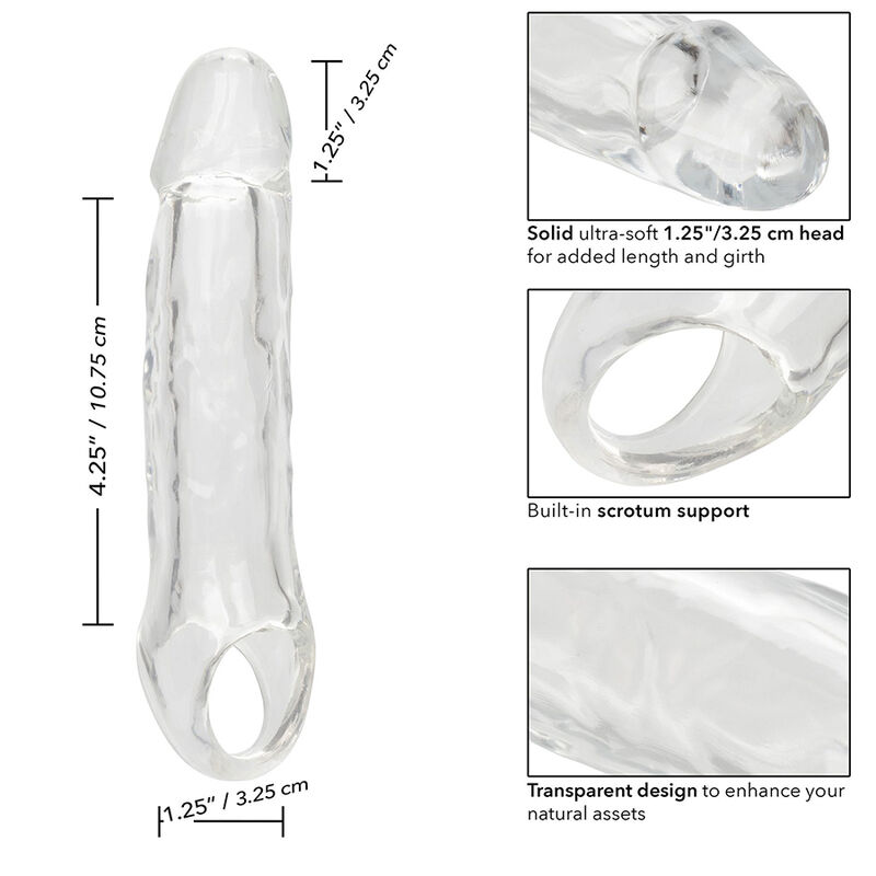 Calexotics-Prestazioni Maxx Clear Extension 5,5 Trasparente 6 Calexotics-Prestazioni Maxx Clear Extension 5,5 Trasparente · Anelli & Guaine per pene (immagine 6)