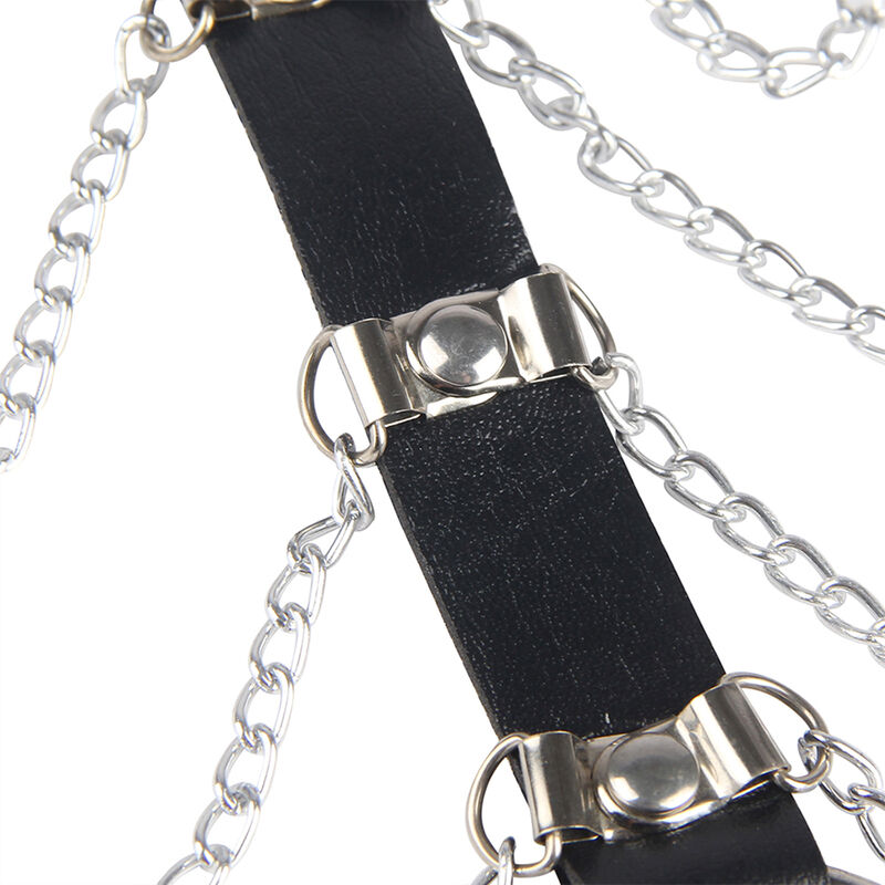 Subblime Fetish-Imbracatura per petto in pelle con catene Nero One · Accessori lingerie (immagine 2)