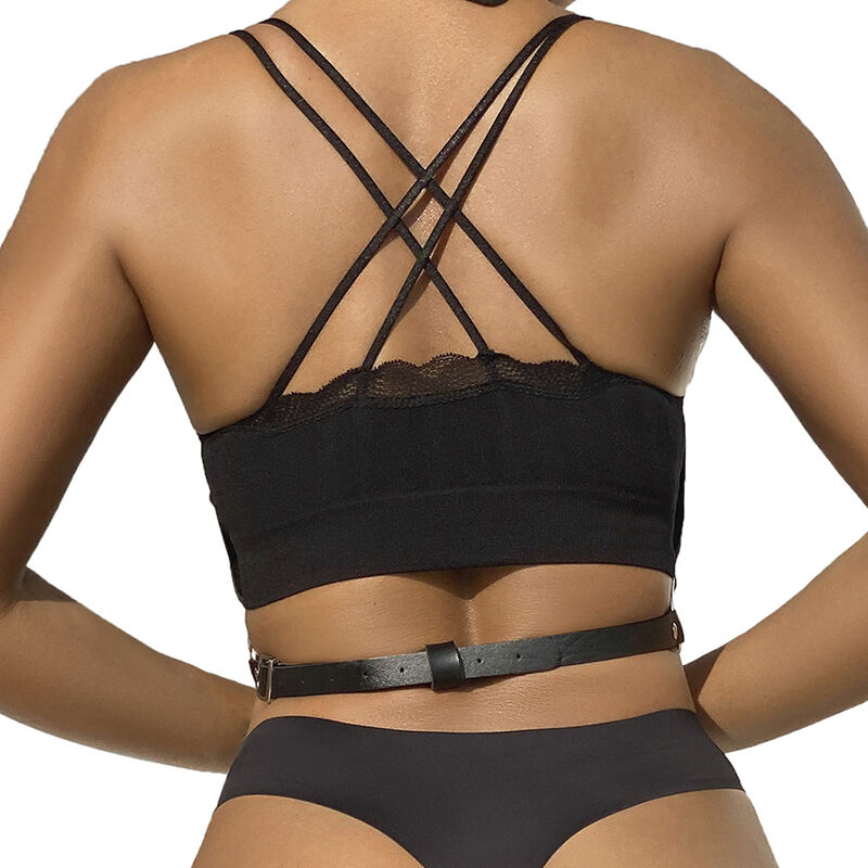 Subblime Fetish-Imbracatura per petto in pelle con catene Nero One · Accessori lingerie (immagine 8)