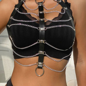 Subblime Fetish-Imbracatura per petto in pelle con catene Nero One · Accessori lingerie (immagine 7)