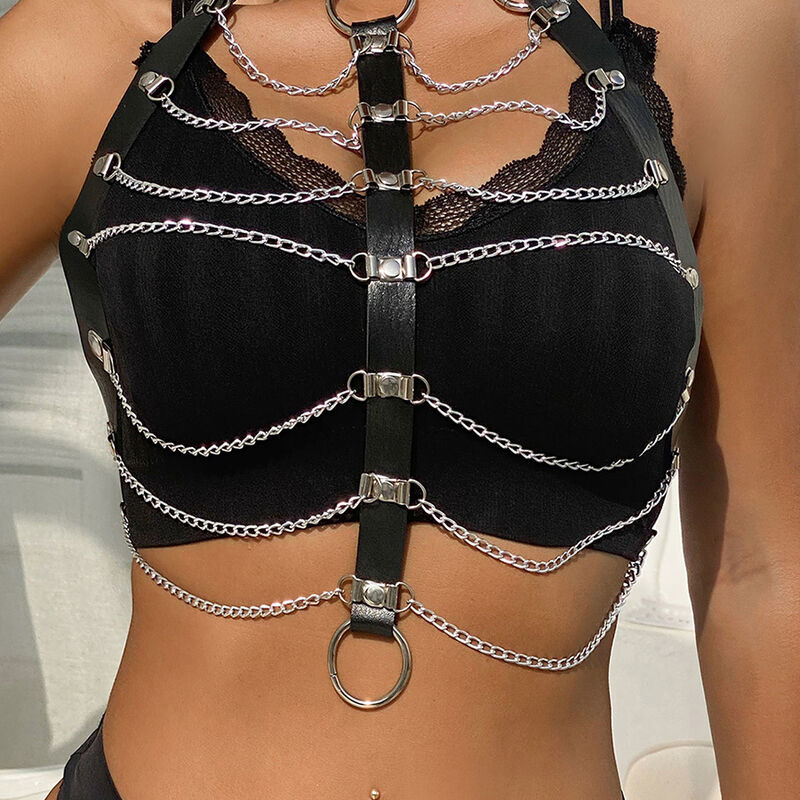Subblime Fetish-Imbracatura per petto in pelle con catene Nero One · Accessori lingerie (immagine 7)